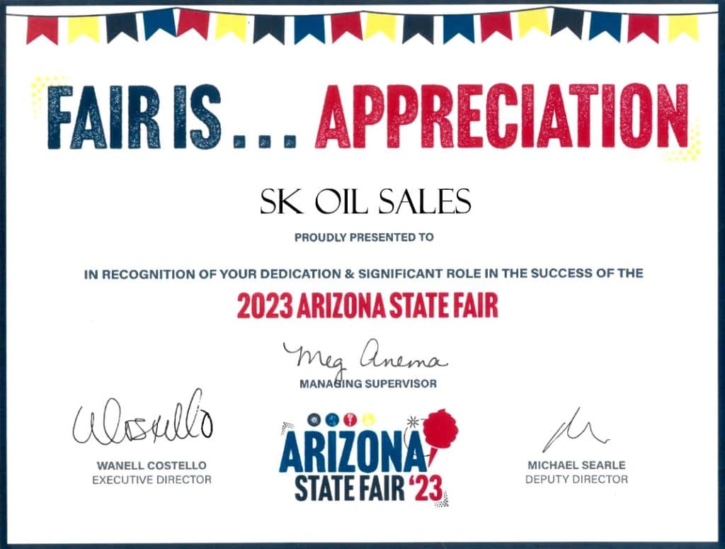 2023 Arizona State Fair Appreciation Certificate