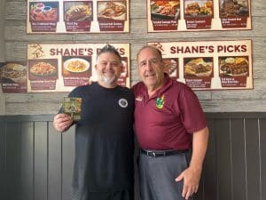 Matt McMahon (Right) Recognizes Zach Ranney (Left)