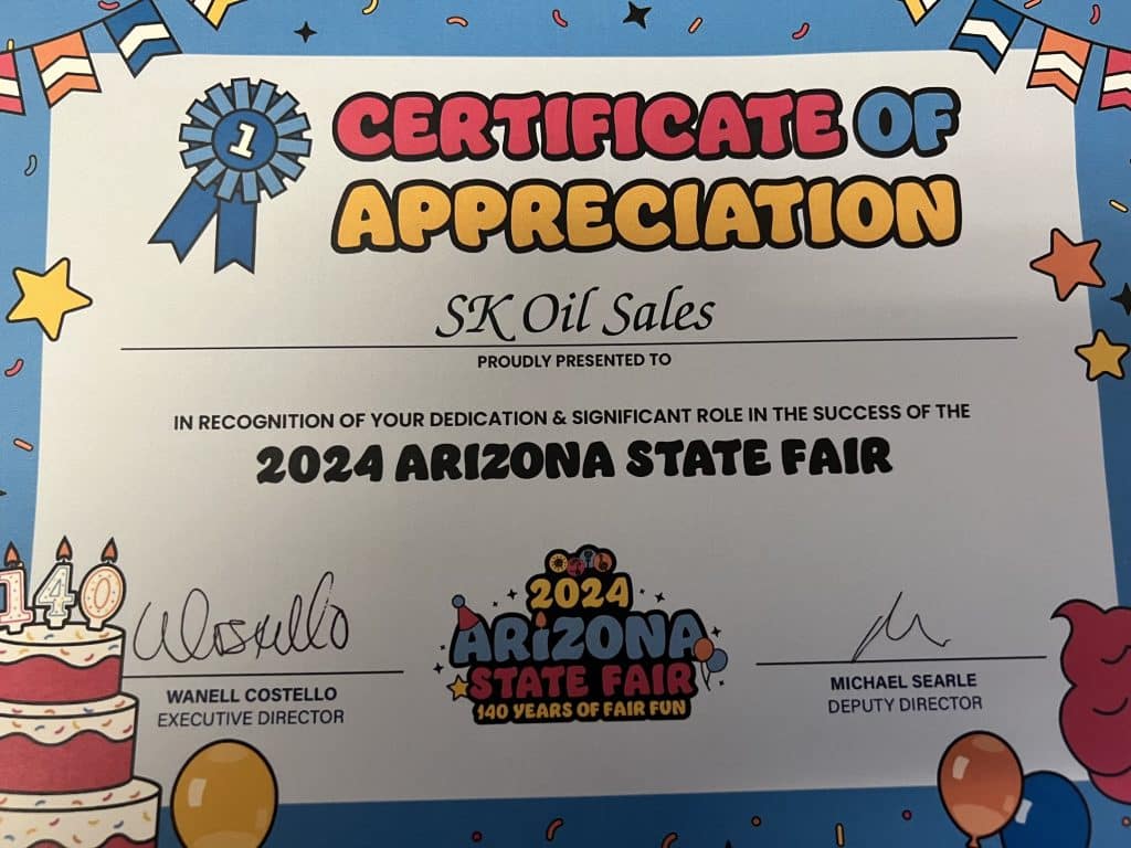 2024 Arizona State Fair Appreciation Certificate