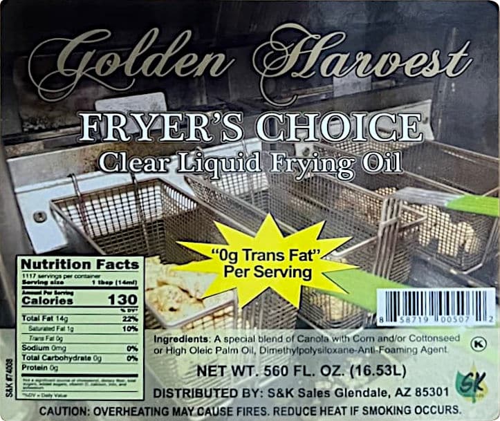 Golden Harvest Fryers Choice Oil